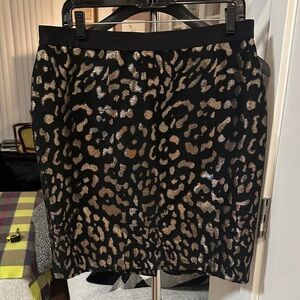 Ann Taylor Leopard Print Black and Gold Skirt sz 12